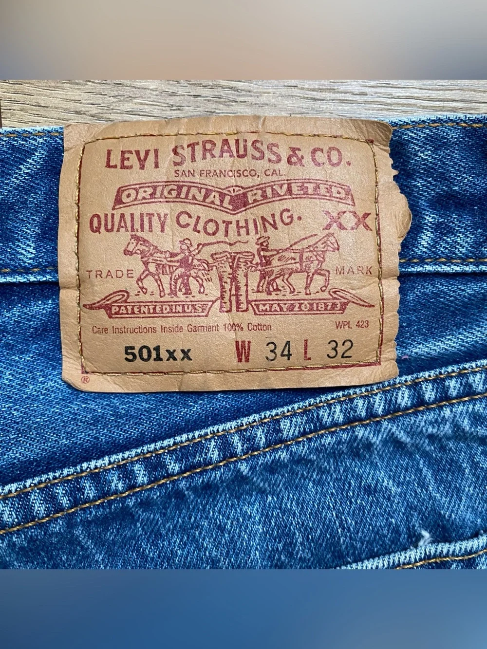 Levis 501 XX Vintage Jeans Y2K Denim Straight Fit Blue 32 x 28 Unisex Button Fly